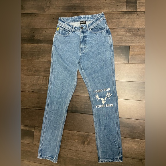 PLEASURES I DIED FOR YOUR SINS PAINTED JEANS - Picture 2 of 4